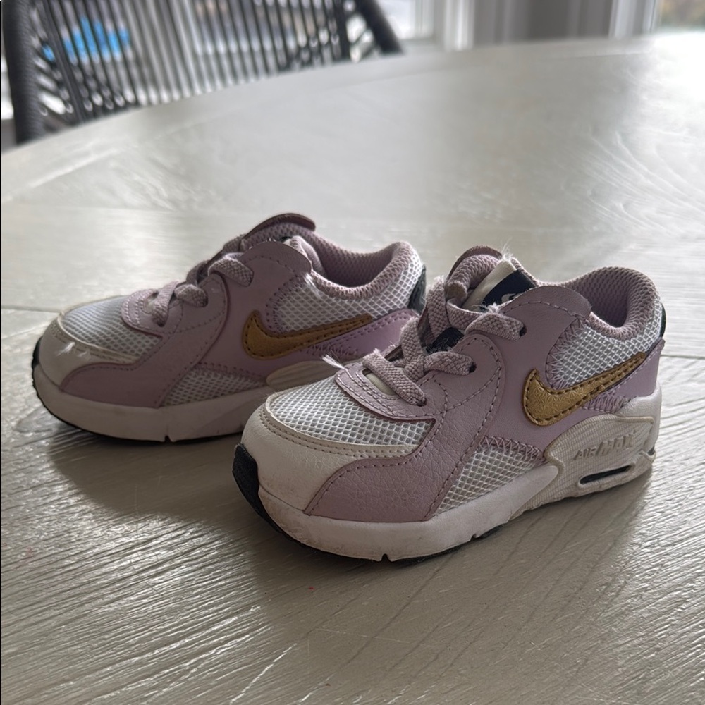 Nike Gold and White Sneakers with Low-Top Design toddler